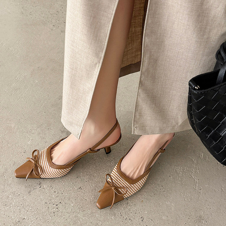 Karin Luna In Stock Spot Goods Braided Style Elegant Thin Heel Pointed Toe Closed-Toe Sandals