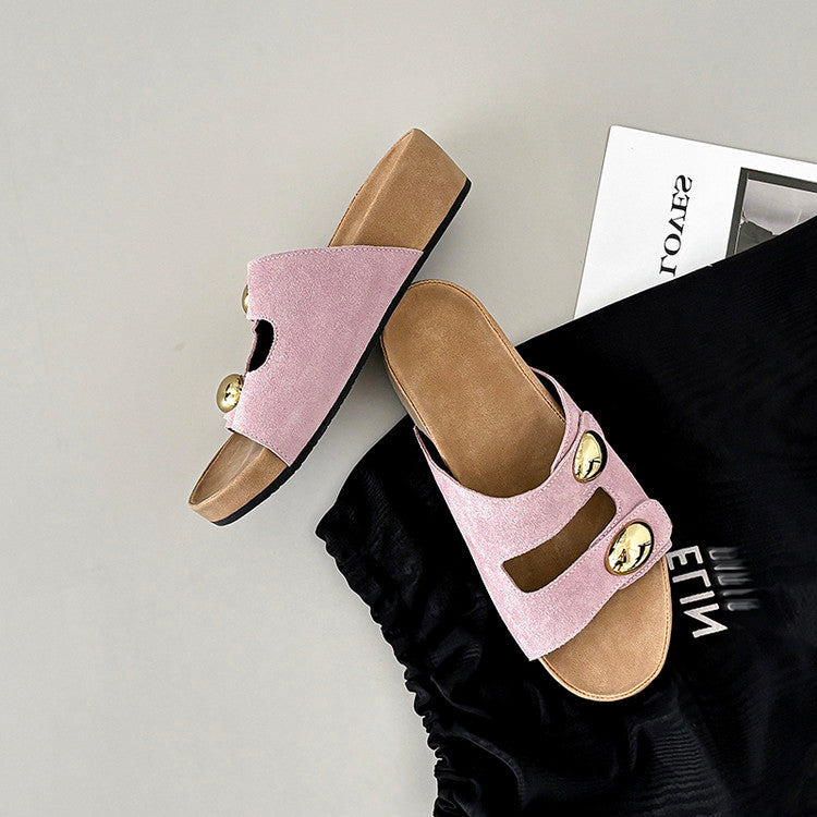 Karin Luna   Casual Style   Thick Sole Belt Buckle Slide Sandals