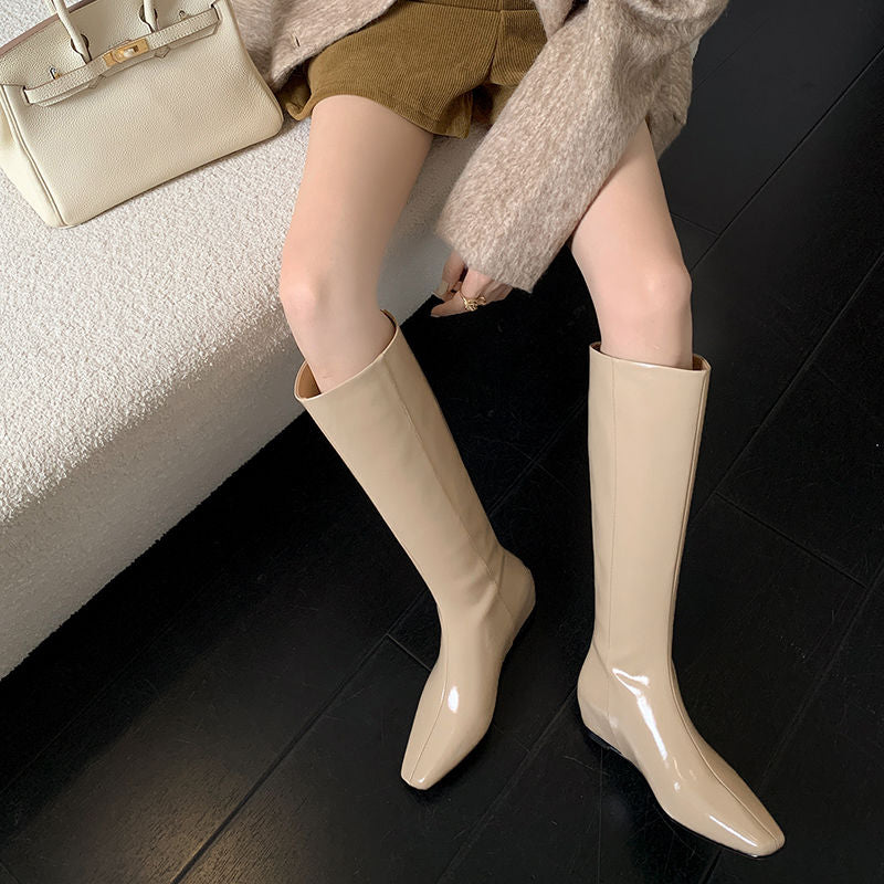 Karin Luna Minimalist Style Square-Toe Hidden Heel Long Boots