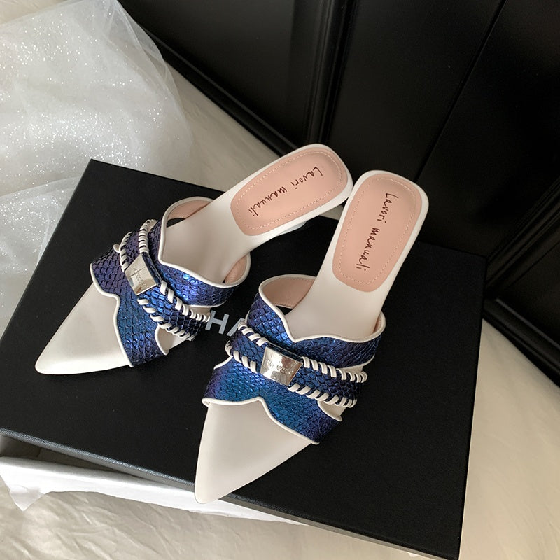 Karin Luna Fish Skin Series~Minimalist Pointed Toe Hot-Selling Unique Heel Slippers