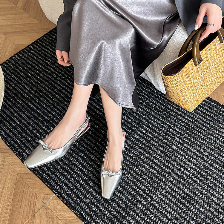 Karin Luna In Stock In Stock Sweet Bowknot Small Square Toe Chunky Heel Closed-toe Elegant Retro Sandals