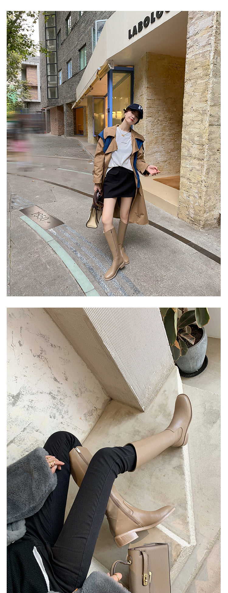 Karin Luna Internet Celebrity Photo  Best-selling in stock Full Leather Basic Long Boots  Winter Essential Combat Boots