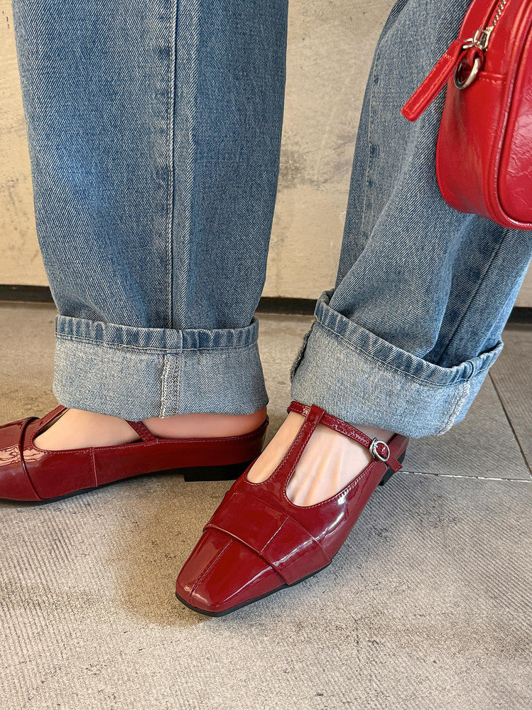 Karin Luna In Stock Spot Goods  t Square-Toed Full Leather Basic Slippers