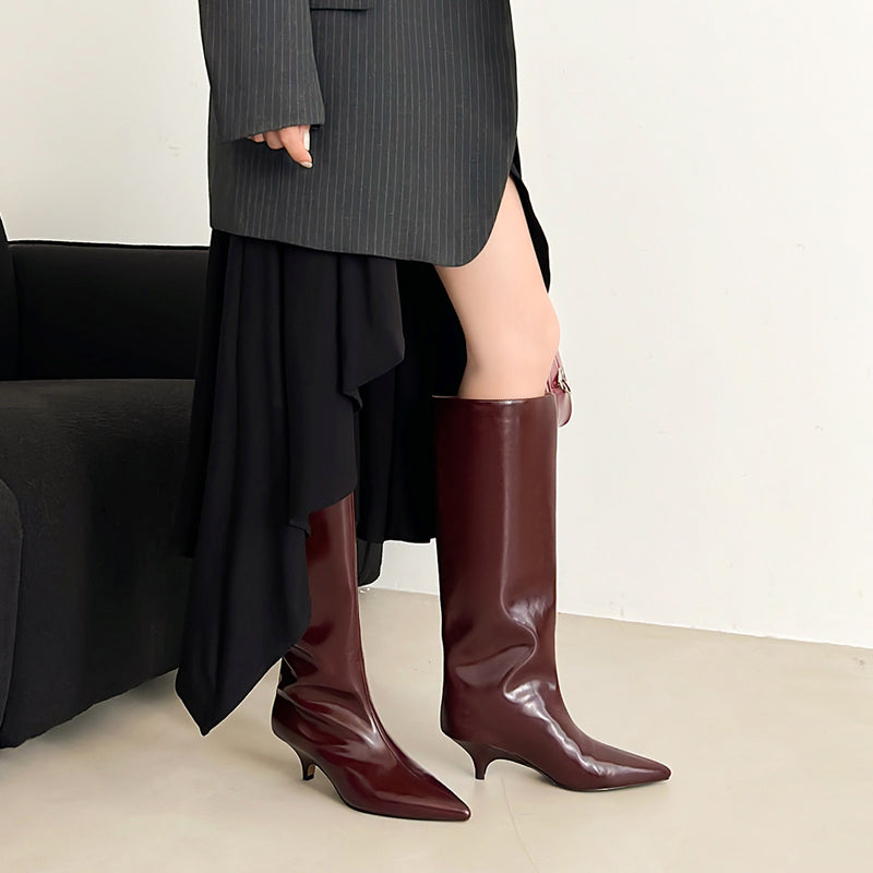 Karin Luna In Stock In Stock    Stunning Elegant Style Kitten Heel Straight Long Boots