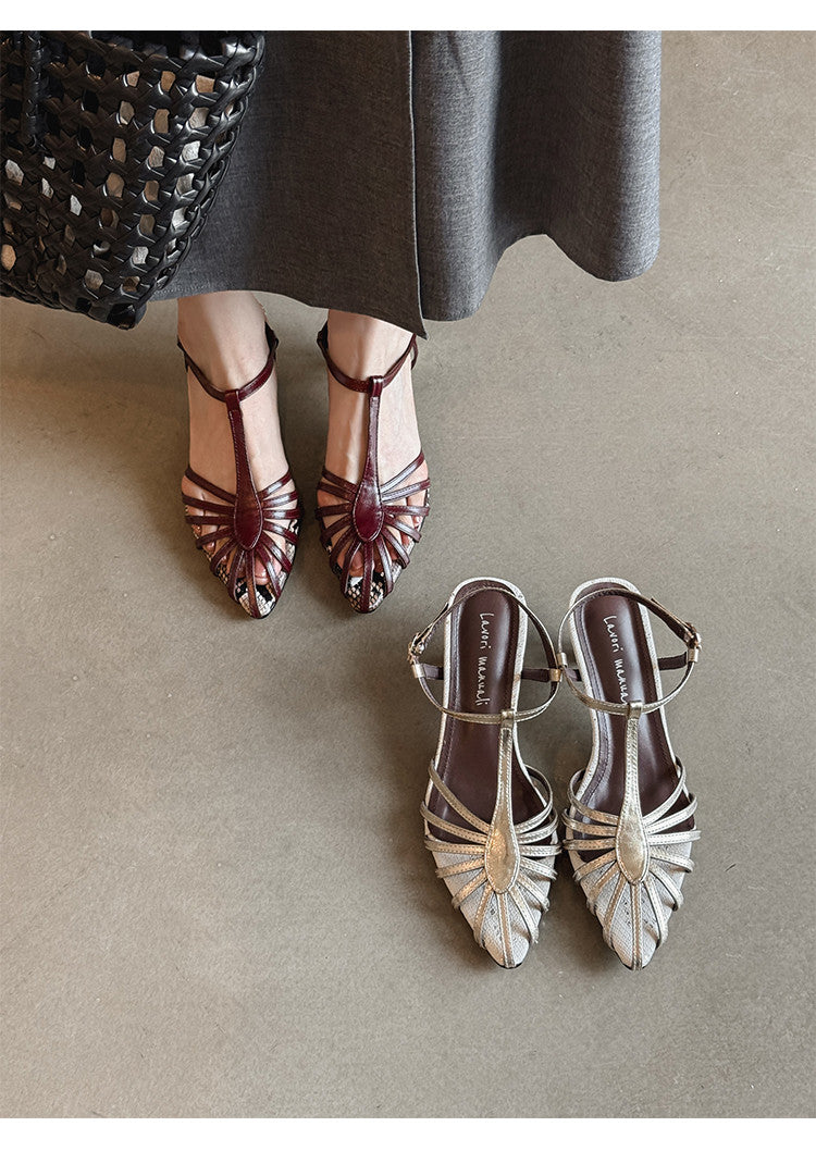 Karin Luna In Stock Spot Goods Open-toe French Style Metal Heel Sandals