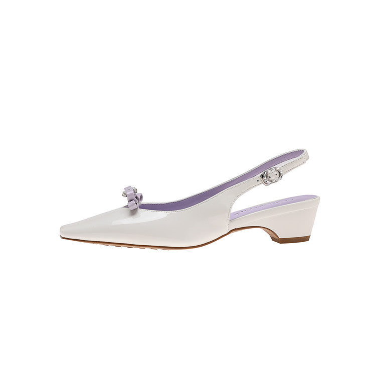 Karin Luna In Stock In Stock Sweet Bowknot Small Square Toe Chunky Heel Closed-toe Elegant Retro Sandals