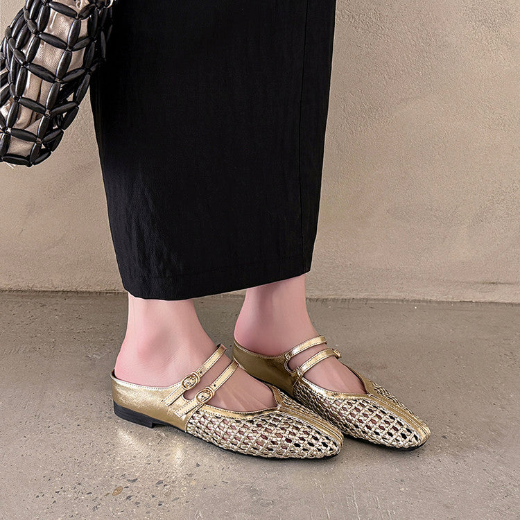 Karin Luna In Stock Spot Goods Hollow Woven One-Strap Closed-Toe Slippers