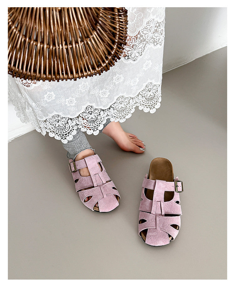 Karin Luna Full Layer Inside and Out~Basic Versatile Perforated Round Toe Birkenstock Slippers