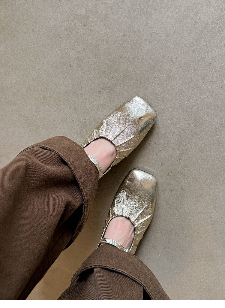 Karin Luna In Stock Spot Goods  Vintage Wrinkled One-Strap Granny Flats