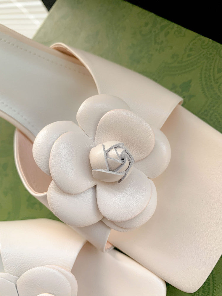 Karin Luna Flower of Wealth in the World~Says purple has a lot of charm Spot Goods Spot Goods  Three-Dimensional Camellia Elegant Sandals