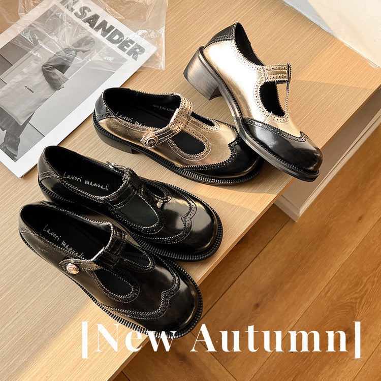 Karin Luna In Stock Spot Goods  Color Matching t Round Toe British Style Single Shoes