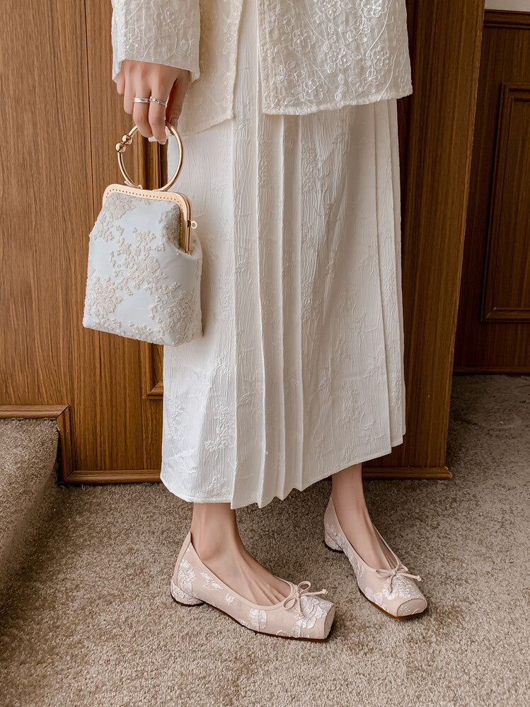 Karin Luna In Stock  In stock  Vintage Chinese Style Embroidered Rose~ Butterfly Knot Granny Shoes