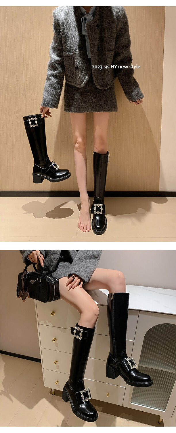 Karin Luna has prepared stock  Custom Large Square Buckle Bowknot Fastener Elegant Long Boots