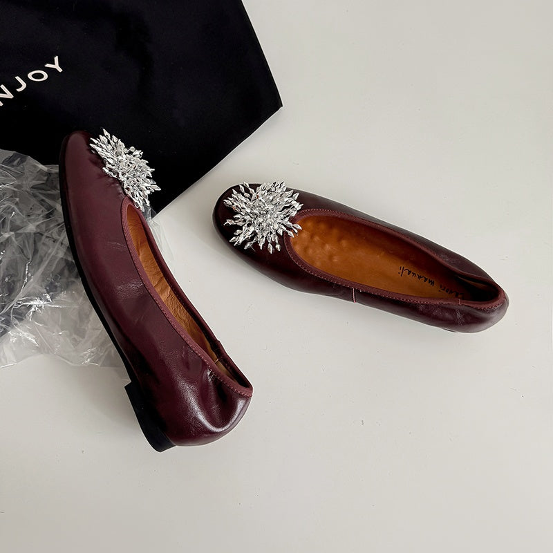 Karin Luna Full Leather Inside and Out~Gorgeous Fireworks Flat Granny Shoes