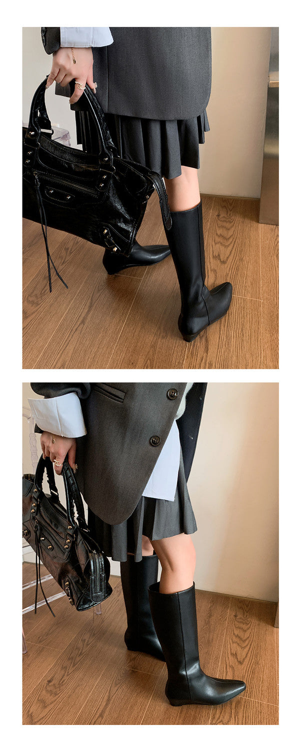 Karin Luna In Stock  In-stock Square Toe Straight Slip-on Long Boots