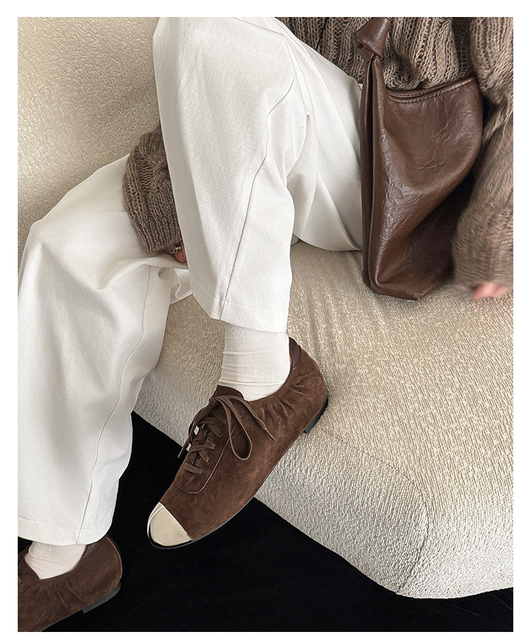 Karin Luna In Stock In Stock  High-end Metal Toe Lace-up Flats