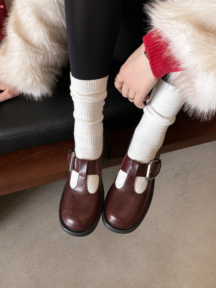 Karin Luna In Stock Spot Goods round Head t Round Toe British Style Single Shoes