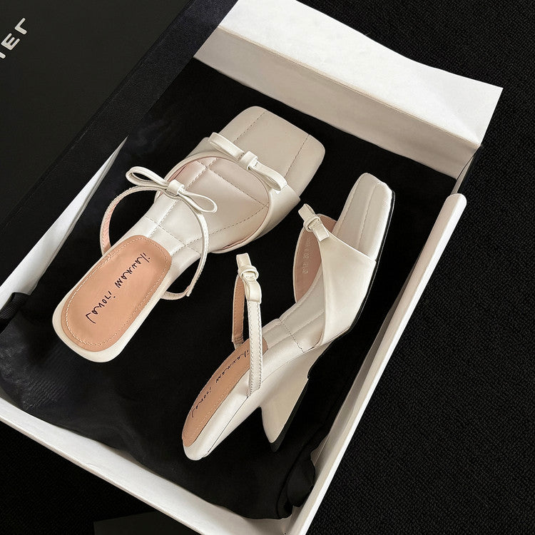 Karin Luna Hot Item Hot Item Self-Flow Square-Toe Irregular Heel Slippers