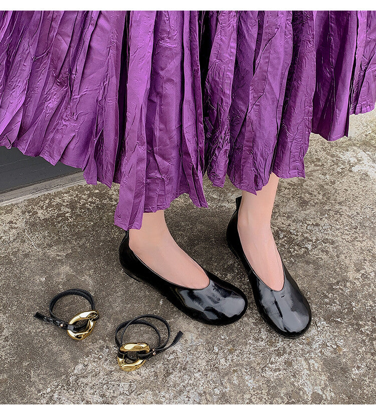 Karin Luna In Stock Large Stock Main Promotion  Two-Way Wear Height-Increasing Retro Gold Buckle Mary Jane Shoes