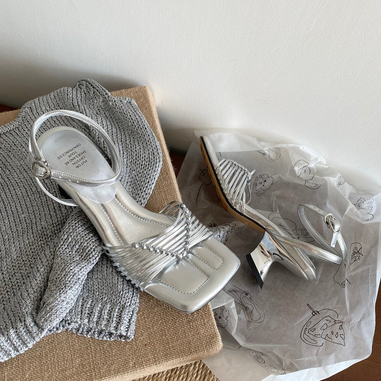 Karin Luna Data Hot Item  Comes with data plan included Hand-woven Square Toe Sofa Insoles Irregular Heel Sandals