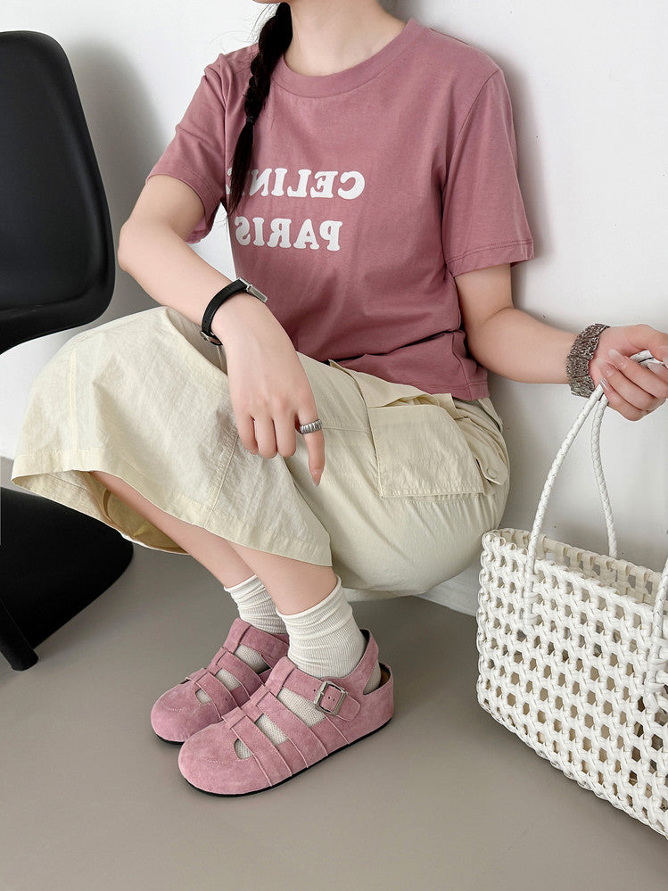 Karin Luna Full Layer Inside and Out~Basic Versatile Perforated Round Toe Birkenstock Shoes