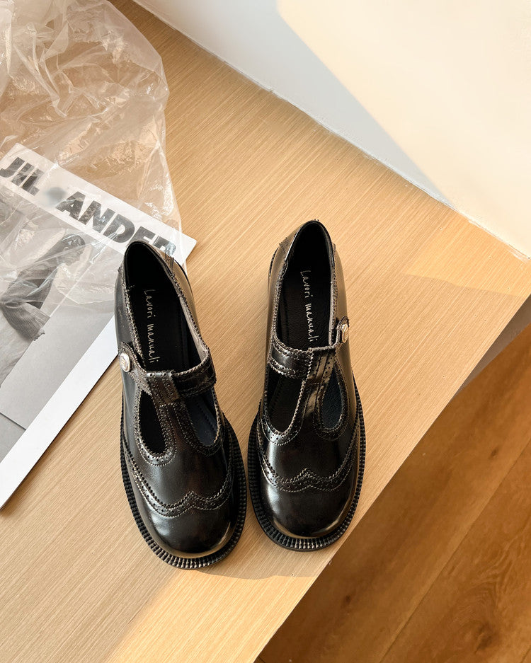 Karin Luna In Stock Spot Goods  Color Matching t Round Toe British Style Single Shoes