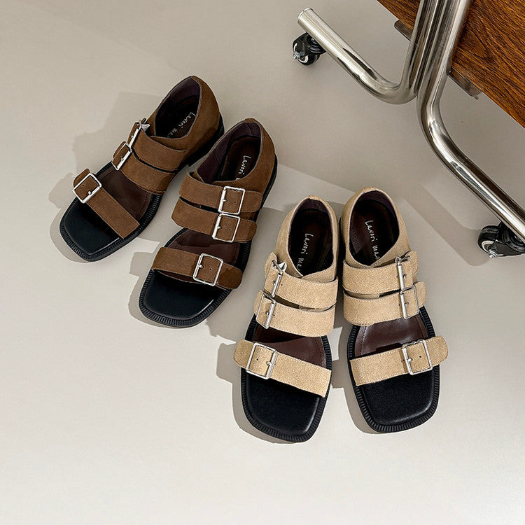 Karin Luna In Stock Spot Goods   Casual Belt Buckle Thick-soled Versatile Sandals