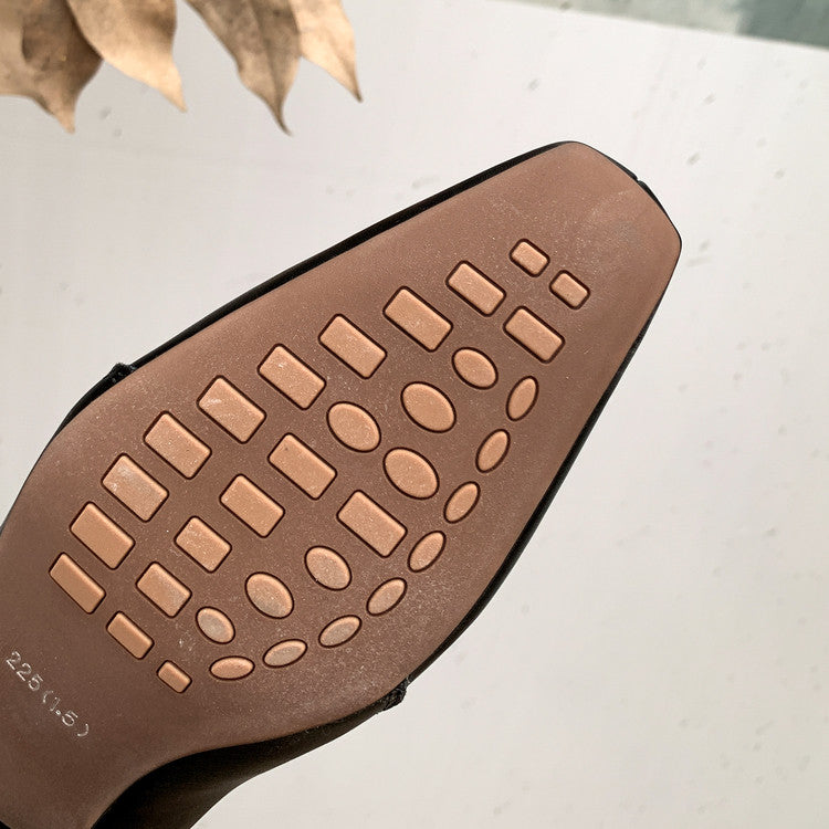 Karin Luna In Stock Spot Goods  Best-selling in stock Data Hot-Selling Small Square-Toe Chunky Heel Cowhide Leather Short Boots