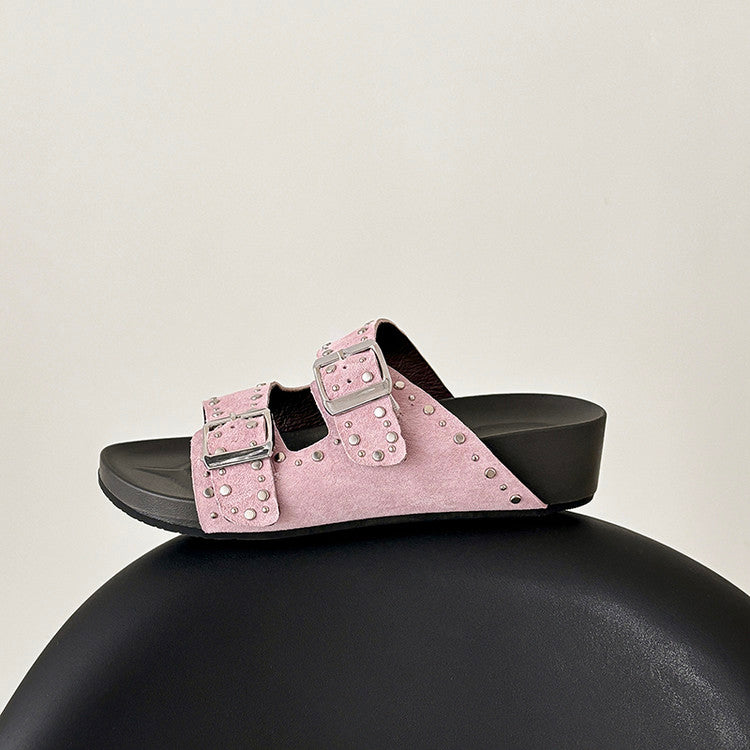 Karin Luna In Stock Spot Goods Casual Thick-Soled Belt Buckle Slippers