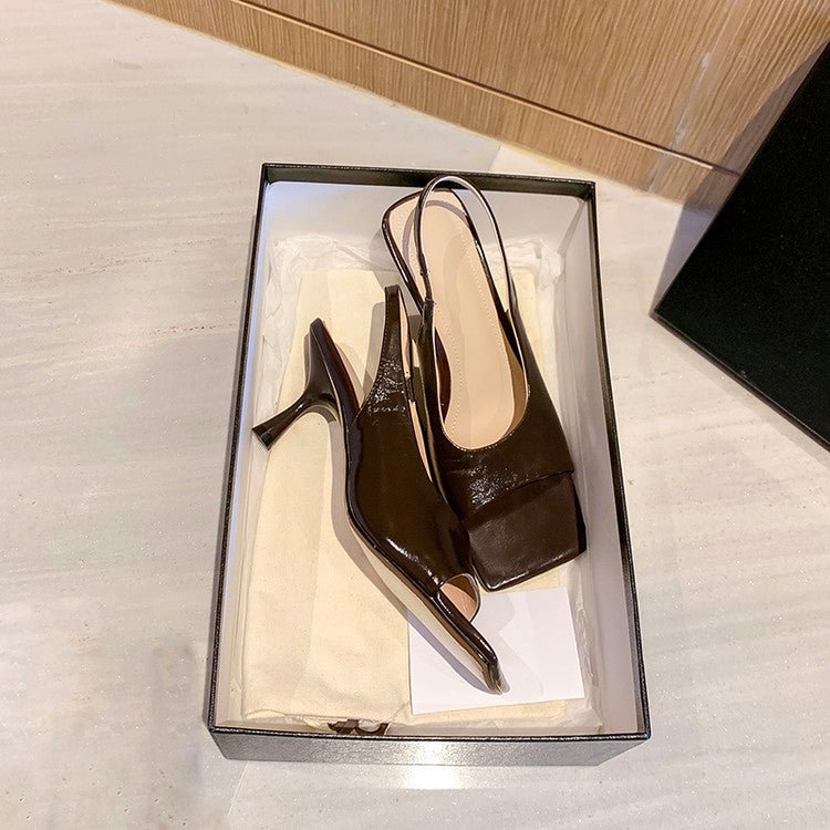 Karin Luna Classic Style Square Toe Open Toe French Retro Sandals