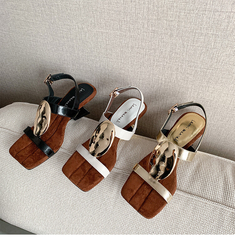 Karin Luna Hot-Selling Fasteners  Irregular Heel Open-Toe Sandals