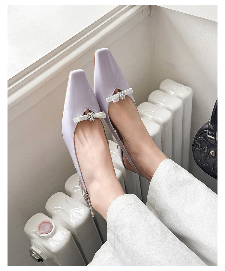 Karin Luna In Stock In Stock Sweet Bowknot Small Square Toe Chunky Heel Closed-toe Elegant Retro Sandals