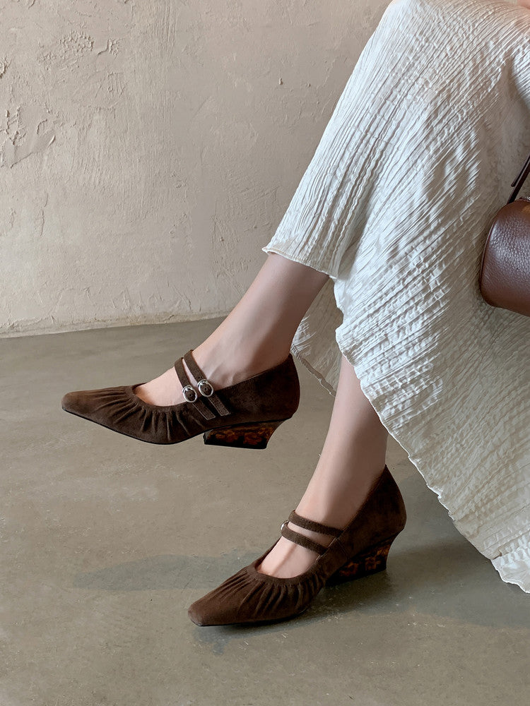 Karin Luna Full Leather Inside and Out Popular Element Amber Heel Elegant French Style Single Shoes