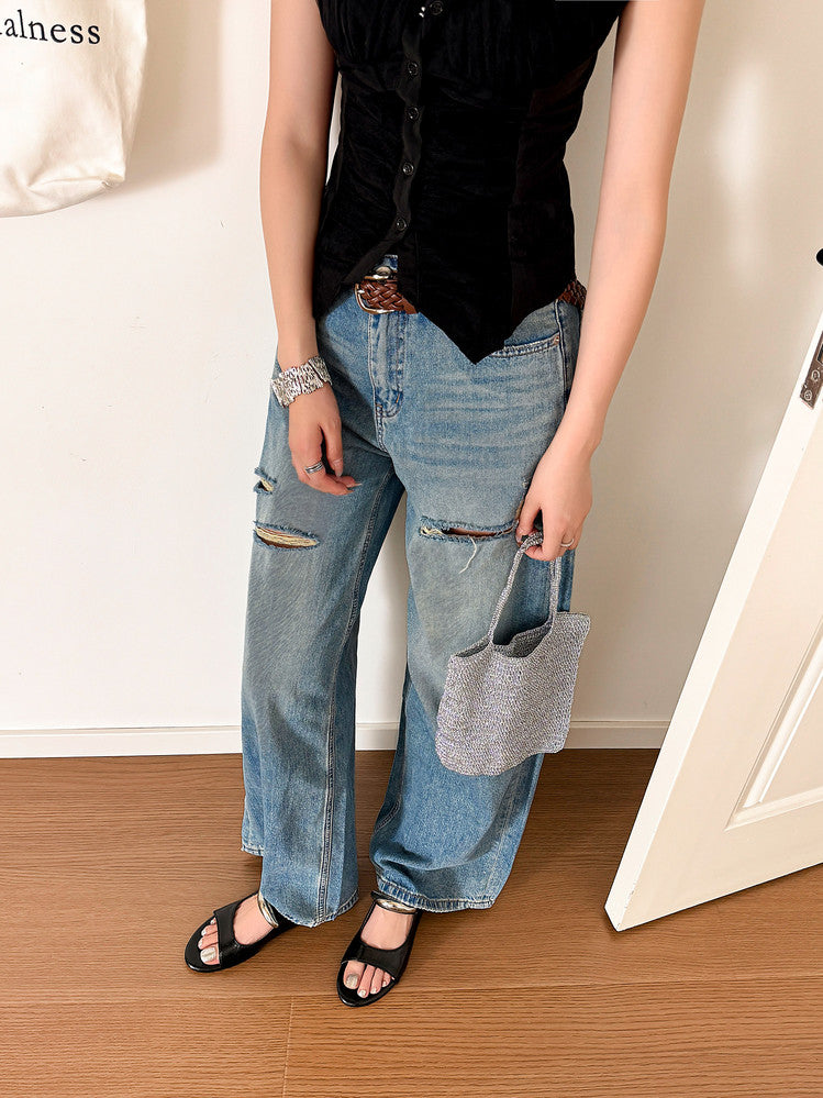 Karin Luna In Stock Spot Goods  Metal Buckle Round Toe Strap Slippers
