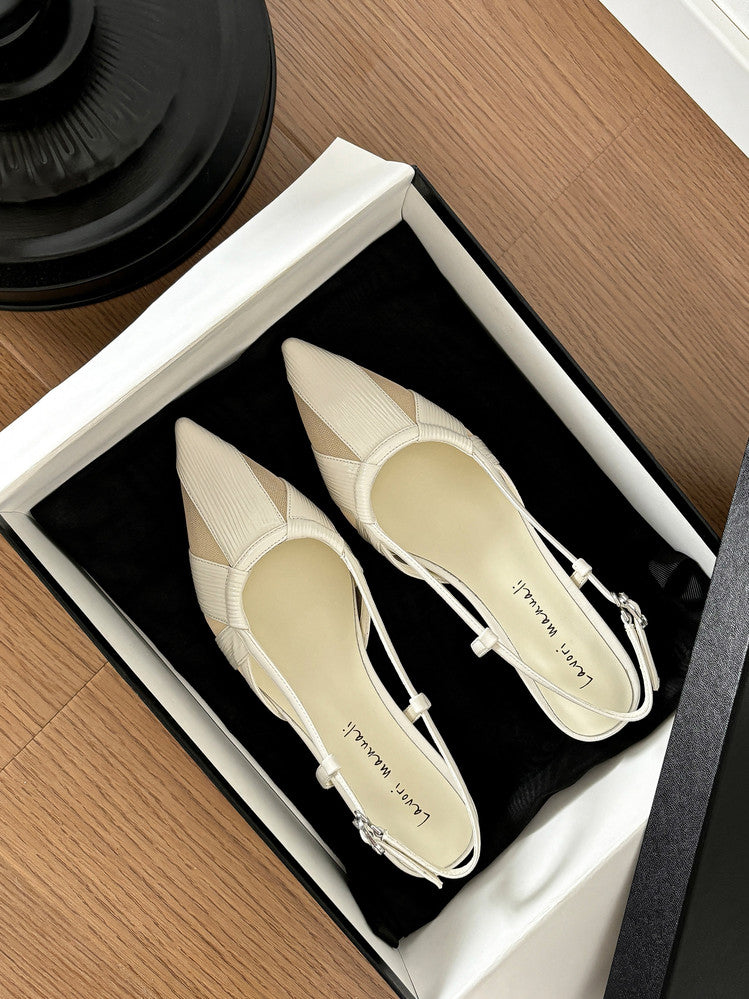 Karin Luna In Stock Spot Goods  Mesh Patchwork Pointed Toe Elegant Closed-Toe Sandals