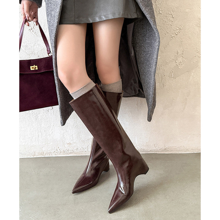 Karin Luna Minimalist Style High Tube Pointed Toe Hidden Heel Boots