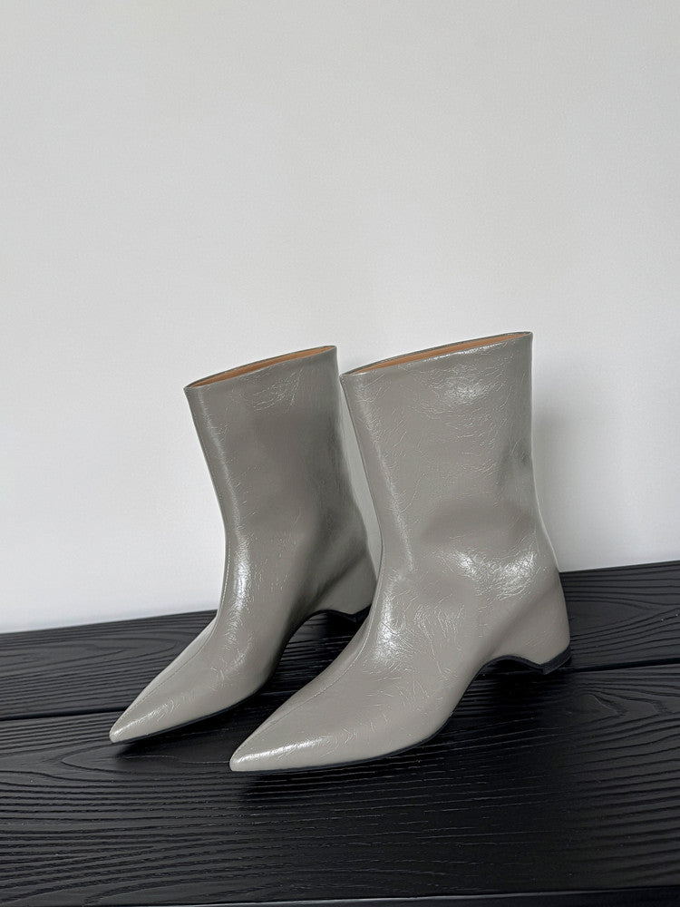 Karin Luna Elegant Pointed Toe Hidden Wedge Short Boots