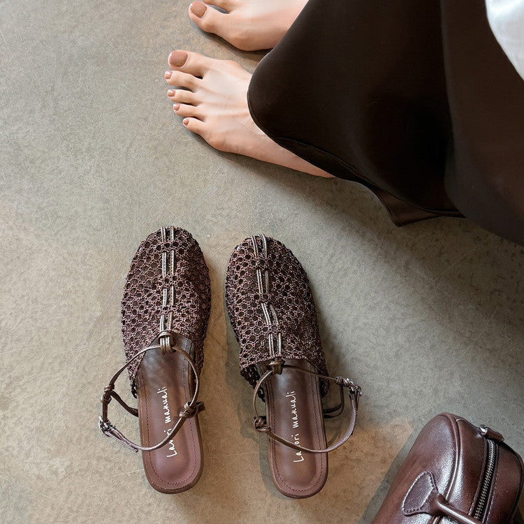 Karin Luna In Stock Spot Goods  Resort Style Series~Casual woven closed-toe flat sandals