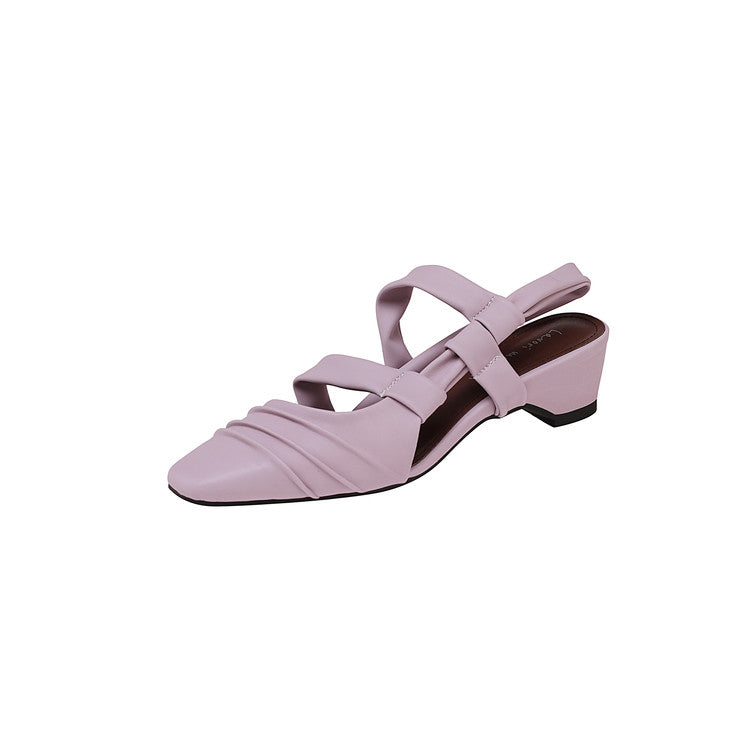 Karin Luna In Stock In Stock Minimalist Soft Upper Small Square Toe Chunky Heel Sandals