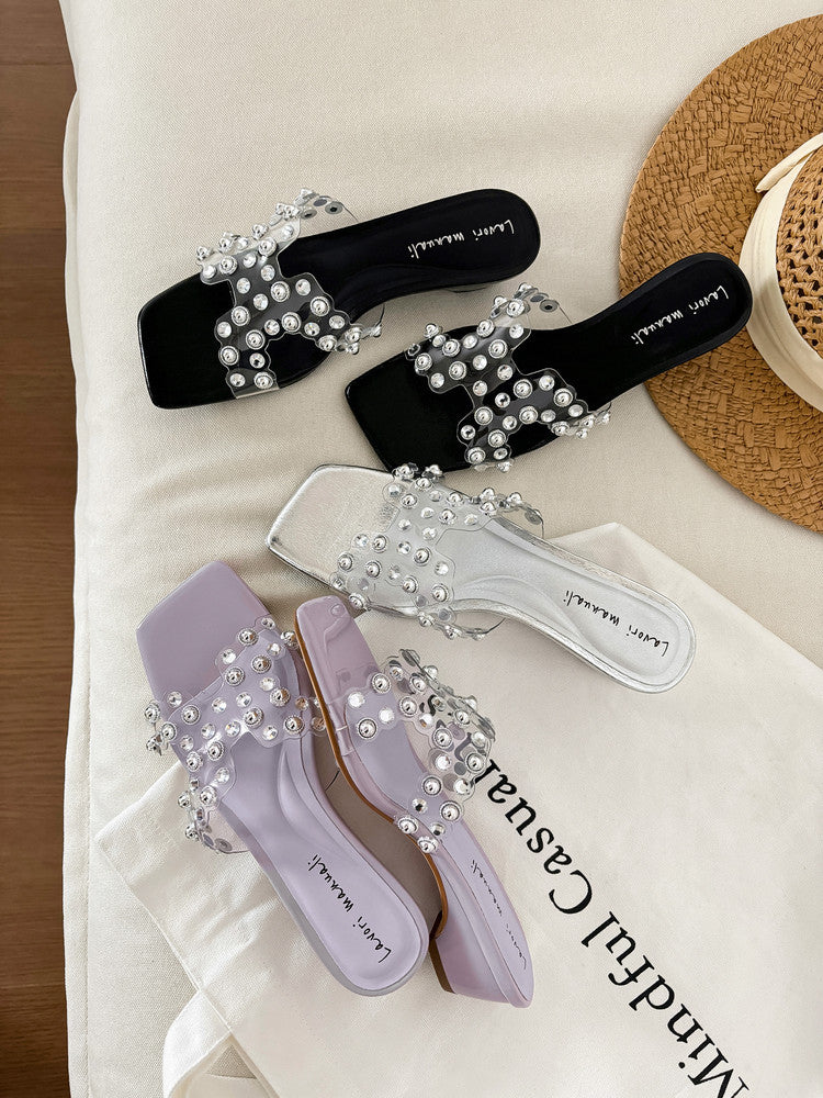 Karin Luna In Stock Spot Goods Classic versatile transparent sequin slippers