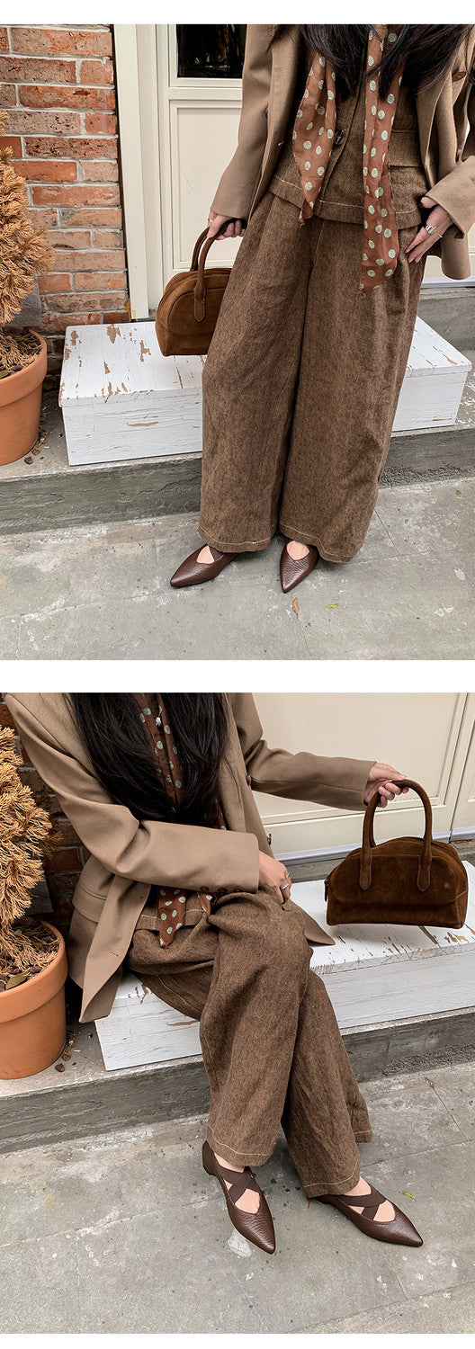 Karin Luna In Stock  Spot Goods  a Large Number of Spot Goods Pointed Toe Cross Strap Hidden Wedge Shoes
