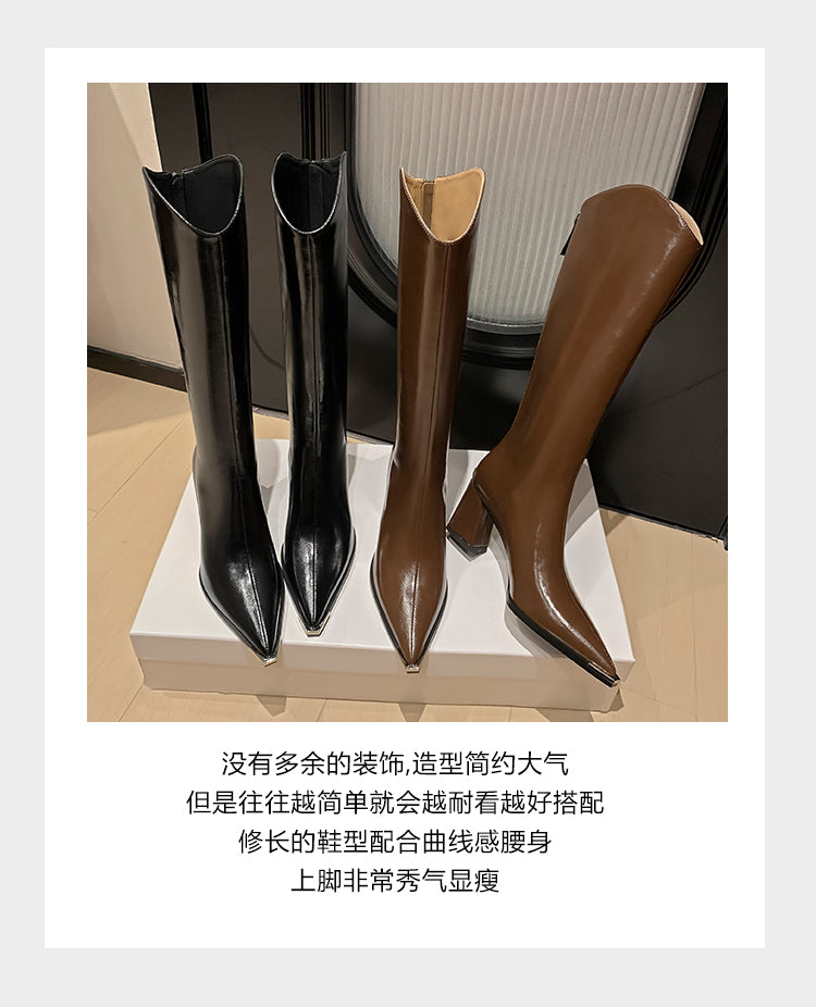 Karin Luna In Stock In-stock Pointed Toe Elegant High Heels v Slimming Effect Long Boots