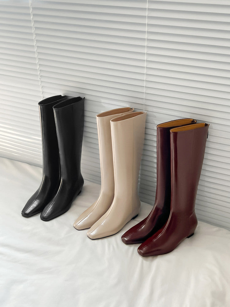 Karin Luna Minimalist Style Square-Toe Hidden Heel Long Boots