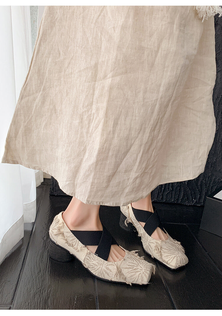 Karin Luna Chinese Pop is the Top Flow~ Orchid Pavilion Preface  New Chinese Style National Aesthetics Retro Cross Strap Mary Jane Shoes