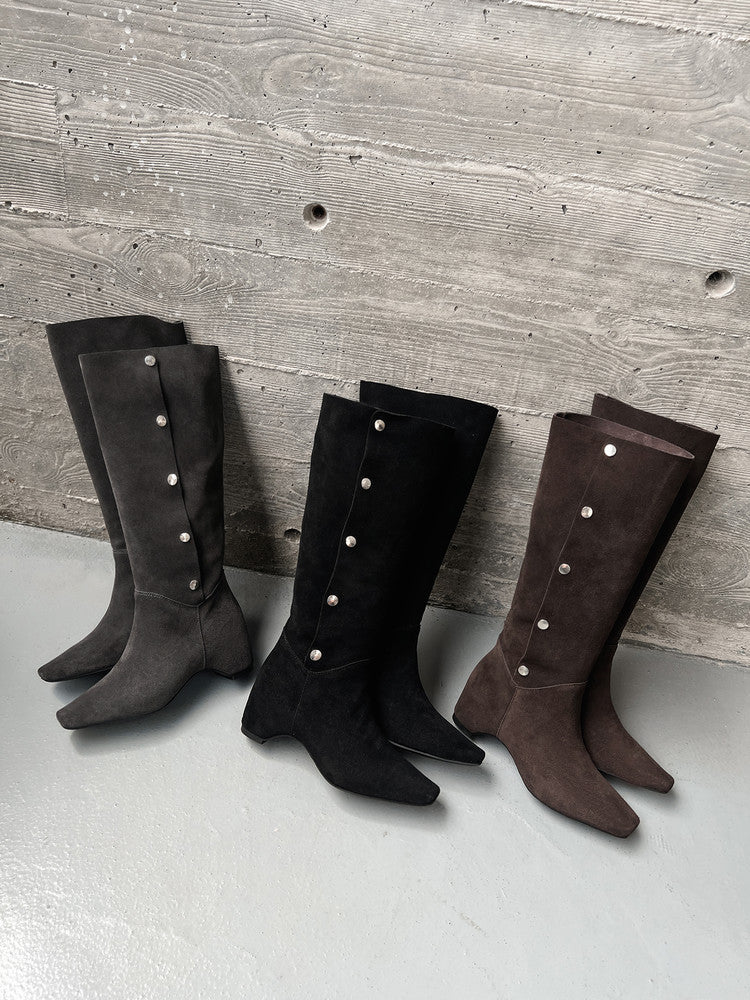 Karin Luna Bestseller Hot-Selling Hidden Buckle Lazy Style Square-Toe Height-Increasing Suede Western Boots