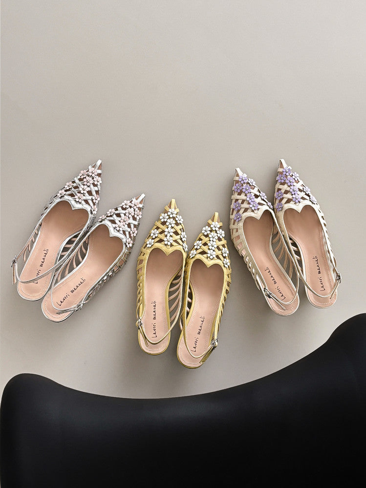 Karin Luna In Stock Spot Goods  Purely Handmade Flowers High-end Hollow Out Sandals