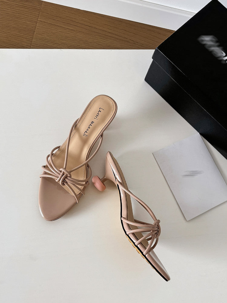 Karin Luna In Stock In Stock  In Stock Round Toe Cross Hollow Round Toe Stiletto Slippers