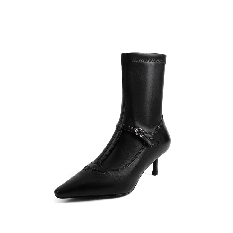 Karin Luna In Stock Spot Goods Elegant Stiletto Pointed Toe Side Zipper Short Boots