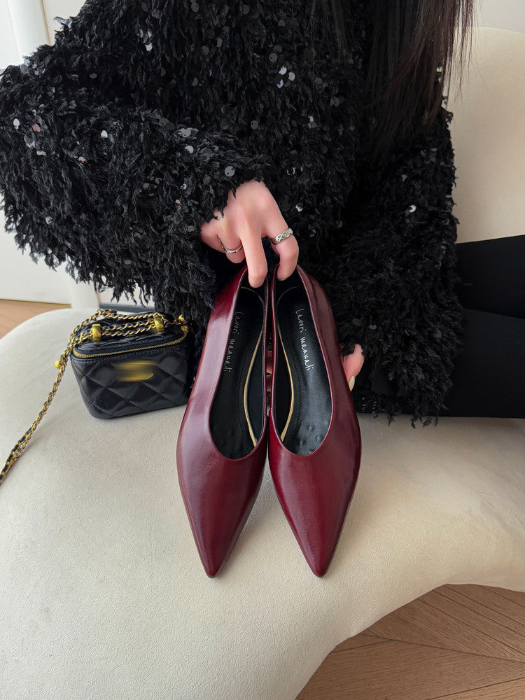 Karin Luna In Stock Spot Goods Classic three-color pointed toe metal heel shoes