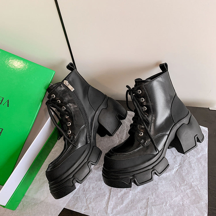 Karin Luna Casual Thick Sole Lace-up Short Boots
